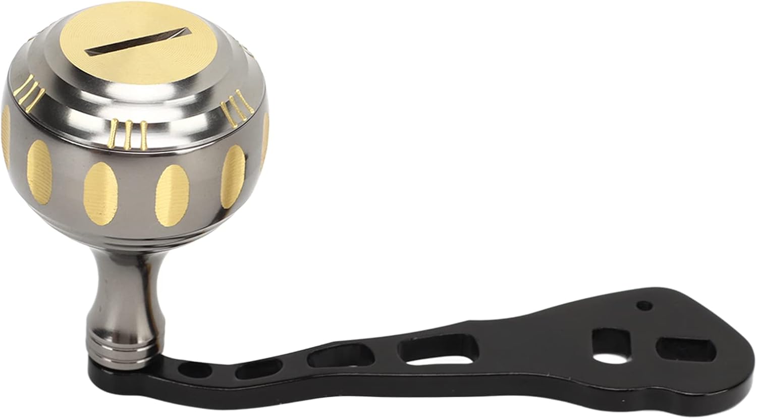 Power Handle, Spherical Grip Prevent Slip Effort Saving Aluminum Alloy 2 Colors Reel Handle for Baitcasting Reels