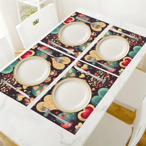 Sets de table Heart Crush Flower de qualité supérieure, lot de 6