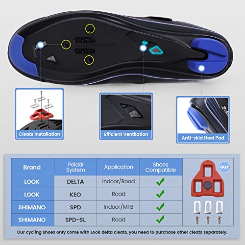 Image of Unisex Cycling Shoes Size 14 Peleton Compatible - Mens Spin Shoes with Look Delta Cleats - Indoor Road Bikes SPD Clips