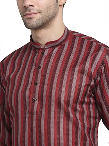 Image of KRAFT INDIA Men Cotton Dark Stripped Kurta ONLY