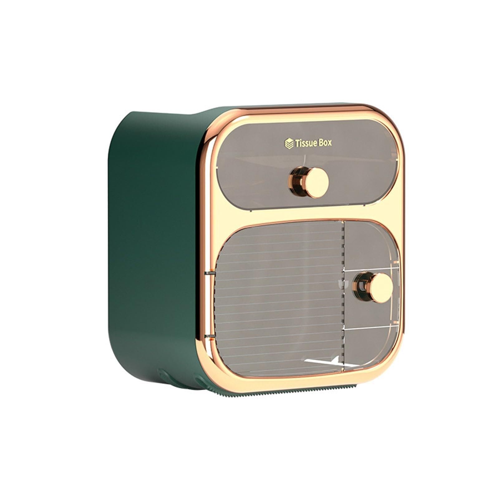 Dispensador de toallas de papel de doble capa con cajón de almacenamiento, dispensador comercial de papel higiénico, soporte para toallas de papel de montaje en pared para baño (verde)