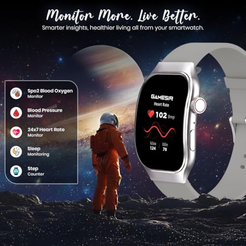 Image of GameSir Fitrivo Silver Dial Smart Watch Combo 2.01 inch AMOLED Display with 4 Straps, Bluetooth Calling, IP67, Crown Control, 100+ Sports Modes, SPO₂ & Health Tracking, for Men & Women (Silver Dial)