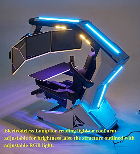 Ergonomic High Back Gaming Chair with Lumbar Support and Adjustable Backrest for Home Office Computer Desk Swivel Racing Game Chair with Tilt Lock and RGB Ceiling Lights for Triple Monitor S - Image 8