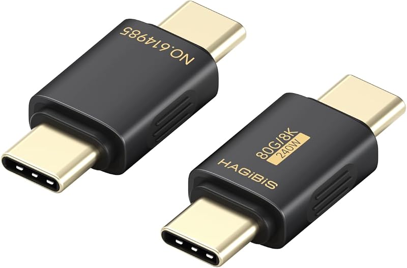 Adaptador USB4 Hagibis com 2 conectores USB-C macho para macho ZJTN11, 80Gbps, 240W e 8K a 60Hz