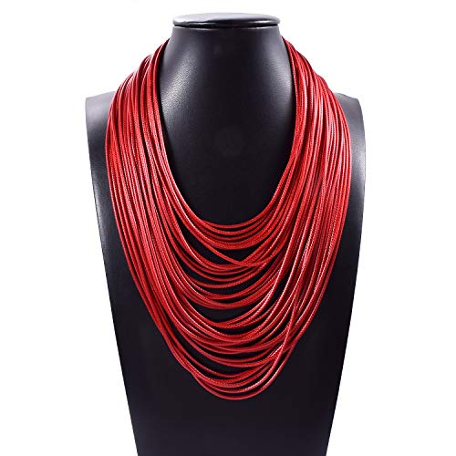 Yuhuan Necklace Women Fashion Bib Choker 36 Layers Wax Line Collar Statement Jewelry2