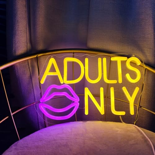 Image of Adults Only Neon Sign Adutls Only Neon Signs for Wall Decor, Adult Only LED Light Sign for Bedroom Game Bar Man Cave Hotel Party, 11.4 inch x 7.3 inch