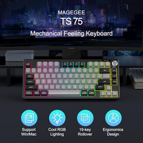 Image of MageGee Mini 60% Gaming Keyboard, RGB Backlit 75 Key Ultra-Compact Keyboard, TS75 Ergonomic Waterproof Mechanical Feeling Office Computer Keyboards for PC, MAC, PS4, Xbox ONE Gamer