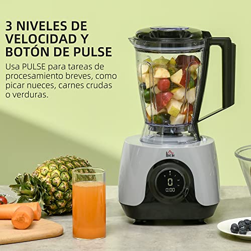 HOMCOM-Procesador-de-Alimentos-Robot-de-Cocina-650W-Bol-de-1L-Vaso-de-125L-Amasador-Batidora-Exprimidor-con-Pantalla-LED-3-Velocidades-Funcion-de-Pulso-Acero-Inoxidable-235x21x175-cm-Plata