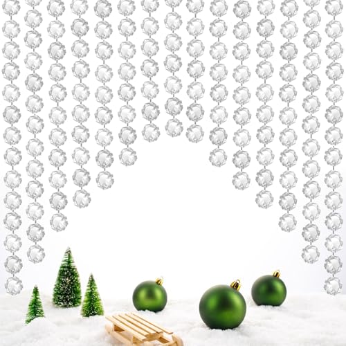 99 Ft Crystal Garland Beads String, Hanging Clear Acrylic Strands, ...