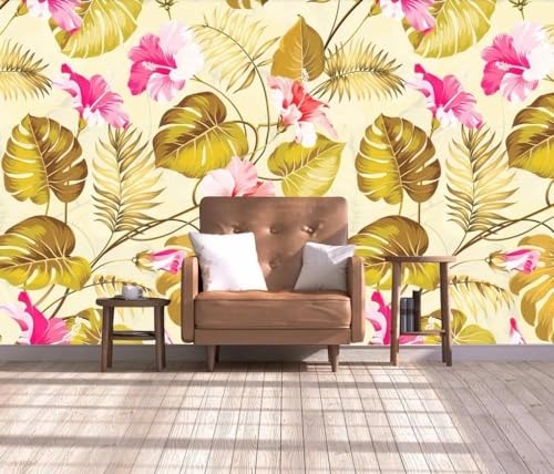 Papier peint 3D feuille d'or pour masquer les murs abîmés - 2