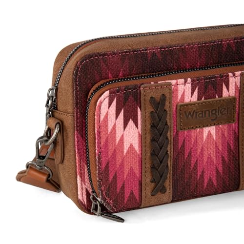 Image of Wrangler Aztec Crossbody Bag for Women Multi Pocket Shoulder Bag Boho Cross Body Wallet Purse