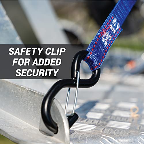 Heavy Duty Motorcycle Tie Down Straps - 1" x 8' Cam Buckle Straps with Soft Loops & Safety Hooks - Secures Motorbikes, Dirtbikes, ATV, UTV - 2 Pack