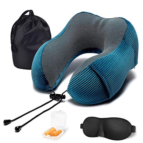Preisvergleich Produktbild Pahajim Streifen Tragbares Reise-Nackenkissen Gedächtnisschaumkissen U-förmiges, Orthopädisches Ergonomisches Nackenstützkissen für Büro und Haus,für Flugzeugzug Reisen Arbeiten