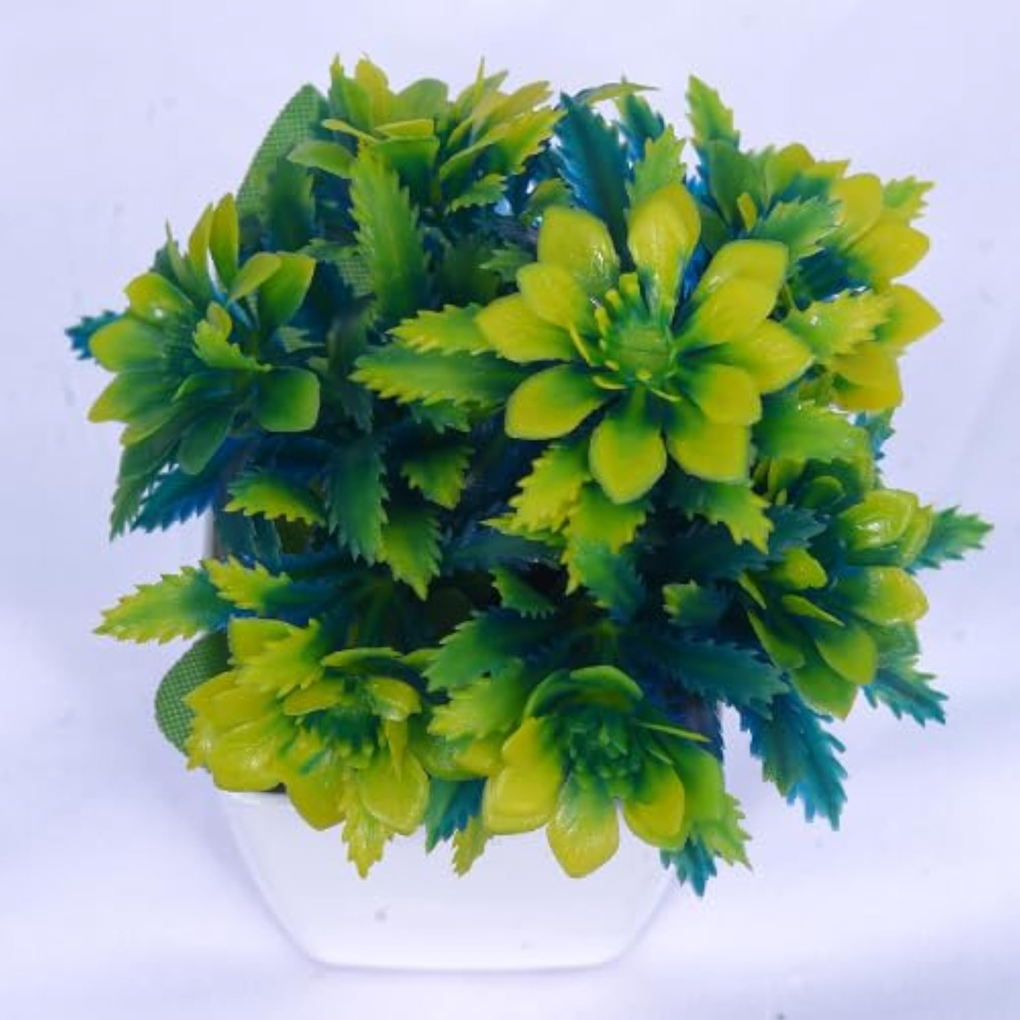 Multi-Color Mini Artificial Plastic Flowers with White Pot