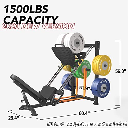 Syedee Leg Press Squat Machine With Resistance Band Pegs And Storage System, Lower Body Specialty Machine, Rated 1500 Lbs Workout Equipment For Thigh Builder #TOP1