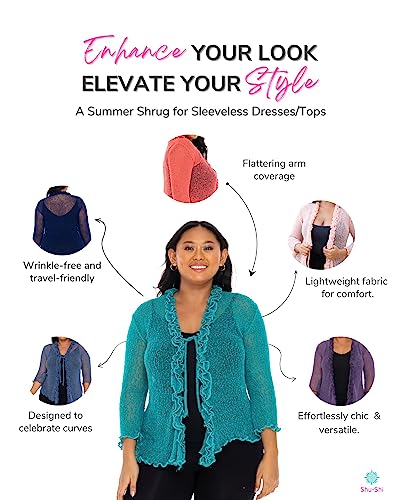 SHU-SHI Womens Plus Size Ruffle Shrug Tie Top Open Front Cardigan Lightweight Knit XL 2X 3X 4X Bolero Sweater4