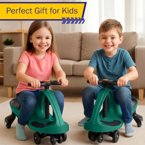 Image of Wiggle Car Ride On Toy - No Batteries, Gears or Pedals - Twist, Swivel, Go - Outdoor Ride Ons for Kids 3 Years and Up by Lil' Rider (Green)