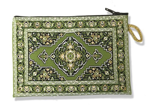 Religious Gifts Green Case Tapestry Rosary Case Pouch Purse Keepsake Holder 5 1/2 Inch Width