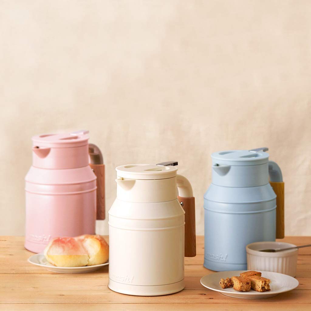 Jarra de café térmica Avanzada de Doble Capa con Aislamiento al vacío/Adecuada para café, té, Leche Capacidad de 1 l para Mantener el líquido Caliente o frío Termo (Color : Grey)