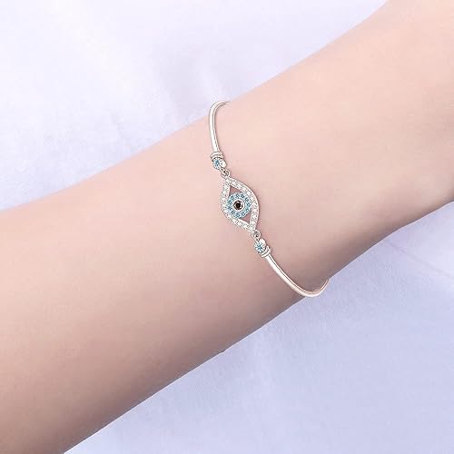 Miniatura 4 de Evil Eye Bracelets Greek Blue Evil Eye Bracelet for Women Bangle 925 Sterling Silver Jewelry Protection Amulet Charm Turkish