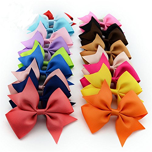 Bzybel 4'' Baby Girl's Boutique Hair Bows Hair Clips Grosgrain Ribbon with Brightly Different 20 Colors Alligator Clips Hair Clips Headbands for Teens Girls Chilren Kids