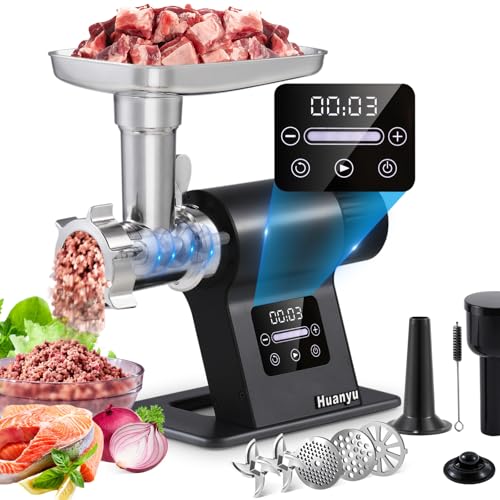 Huanyu Hachoir à viande électrique 2000 watts Hachoir à viande avec commande tactile Machine électrique multifonctionnelle pour hacher la viande avec 2 lames de coupe et 3 plaques de coupe