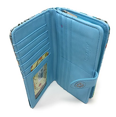 Shag Wear Sea Turtle Large Wallet for Women and Teen Girls Vegan Faux Leather 7" Blue4