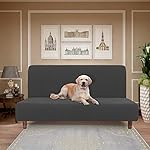 Easy-Going 100% Waterproof Armless Sofa Cover for Futon Couch, Stretch Jacquard Leakproof Furniture Protector for Kids, Pets, Dog and Cat (Dark Gray) - Image 2