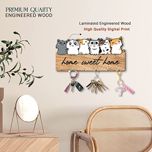 Image of kotart Unique Stylish Modern Wooden Key Holder for Home Decor Living Room Office with Stylish Key Organizer | Designer Wall Decor | Wall Art Decorative Items | Wall Decoration (Hanging 4)