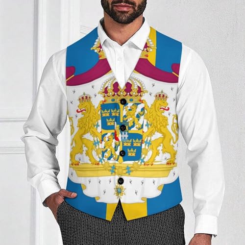 Sweden Flag Swedish Suit Vest for Men Waistcoat Dressy V Neck Button Down Sleeveless Business Jacket Coat4