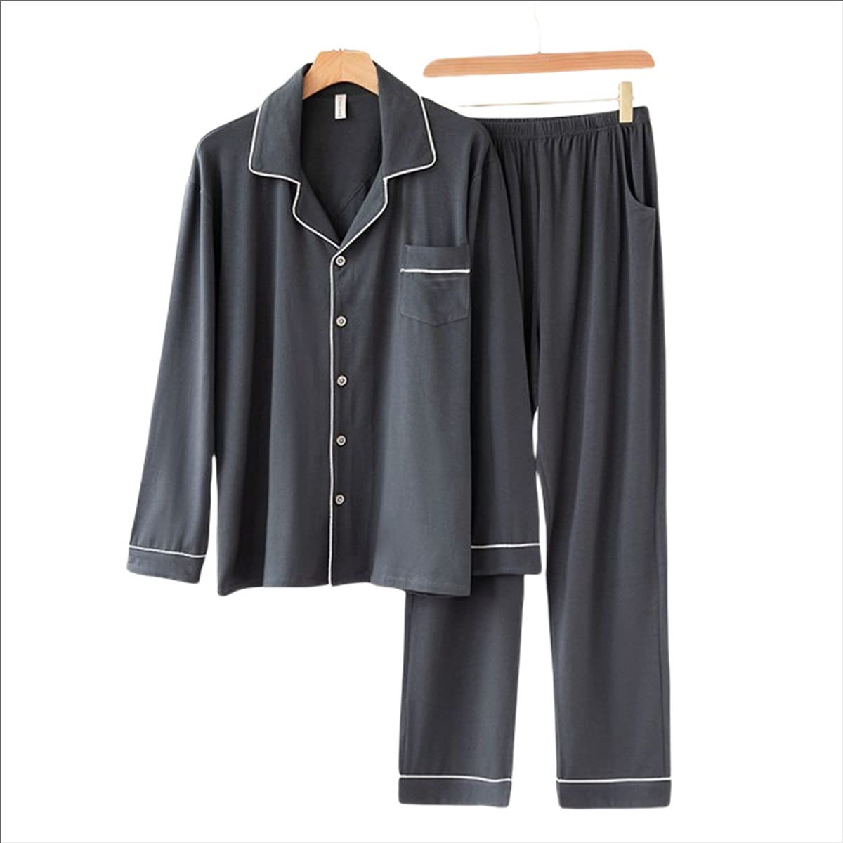 Pyjama long en coton pour homme avec pantalon à taille élastique taille XXL