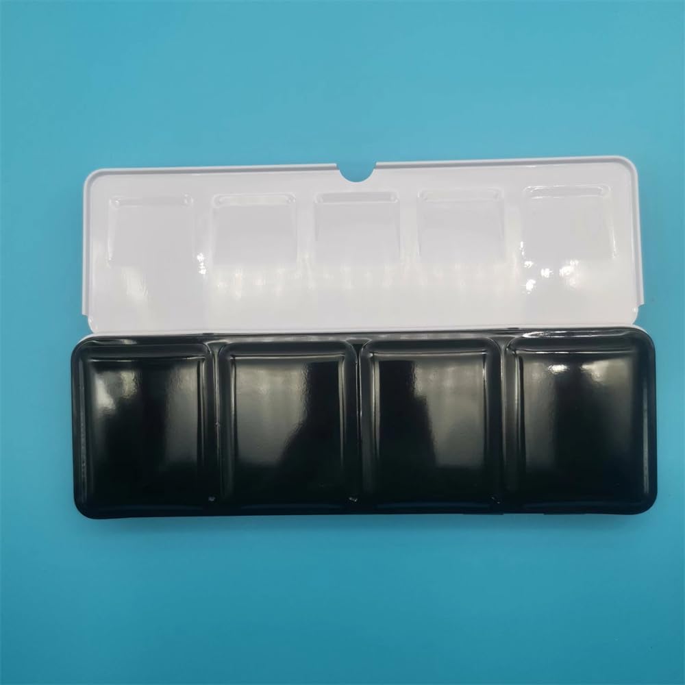 Empty Tin Palette Paint Case with 22pcs Full Pans with White Plastic Empty Watercolor Pans Carrying Magnetic Stripes (Black with 22pcs Full Pans)