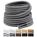 Handshop 2 Pairs Round Boots Shoelaces 3.5 MM Athletic Replacement Shoe Laces 30-63” Shoestrings For Running Sporting Walking Dark Gray 137