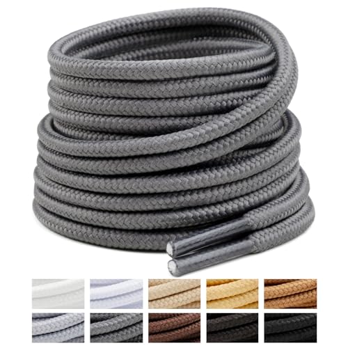 Image of Handshop 2 Pairs Round Boots Shoelaces, Heavy Duty Outdoor Shoe Laces | Replacement Shoestrings for Hiking, Running, Sporting Shoes and Work boots, Sturdy and Robust, 28 Colors, 30-63 inch Length