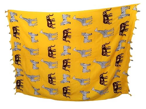 EB-CON Paréo Sarong - Jupe portefeuille - Serviette de plage - Bikini Cover Up, Faune sauvage, taille unique