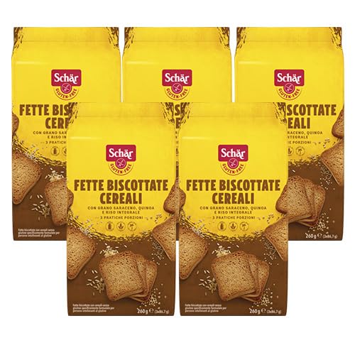 5X Schar Fette Biscottate Cereali con Grano Saraceno, Quinoa e Riso Integrale 260gr - Gluten Free [5 confezioni]