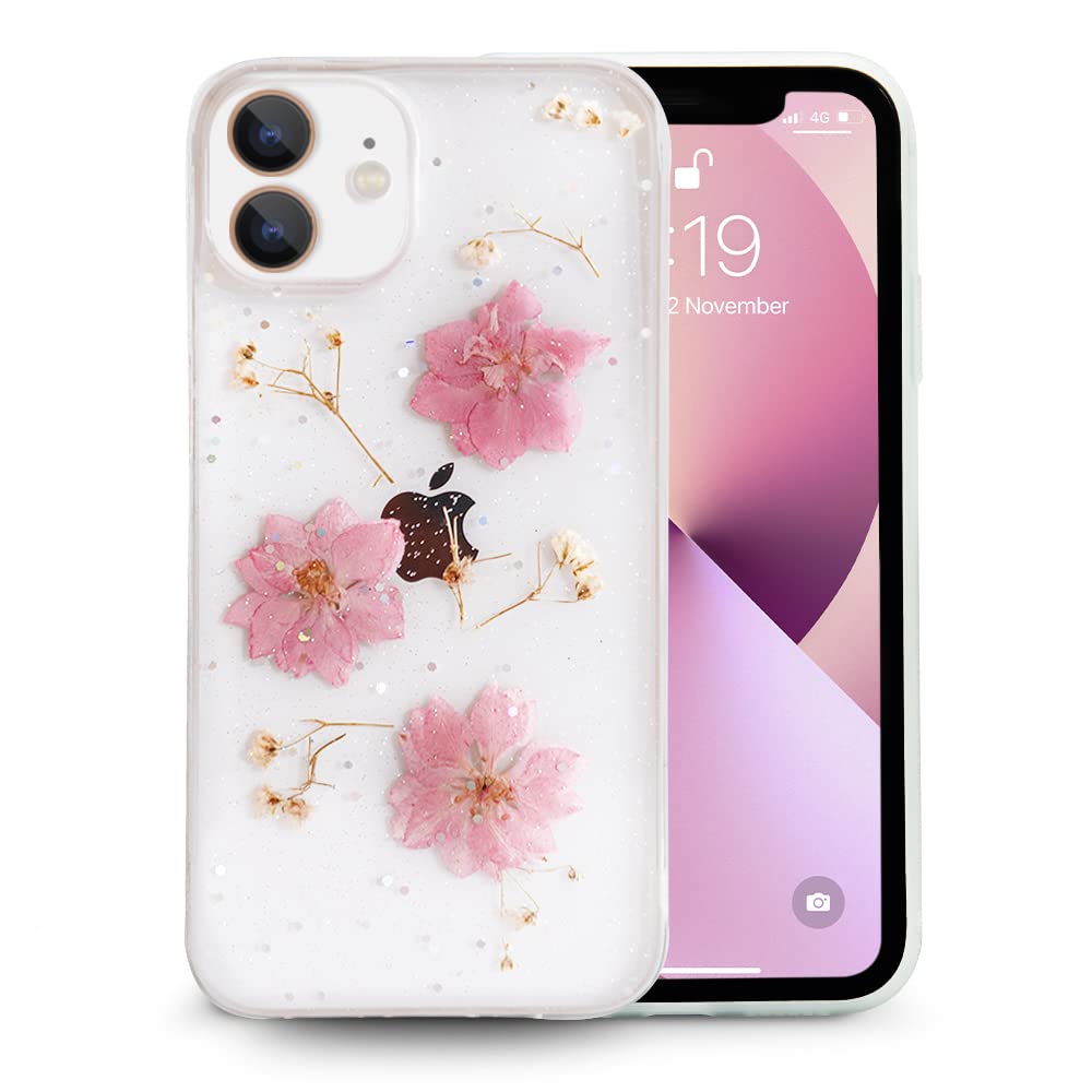 Enflamo Soft Clear Flexible Silicone Pressed Dry Real Flowers Case Glitter Floral Back Cover for iPhone 12 | iPhone 12 Pro (Multicolor) (B0B93C9T28) Amazon Price History, Amazon Price Tracker