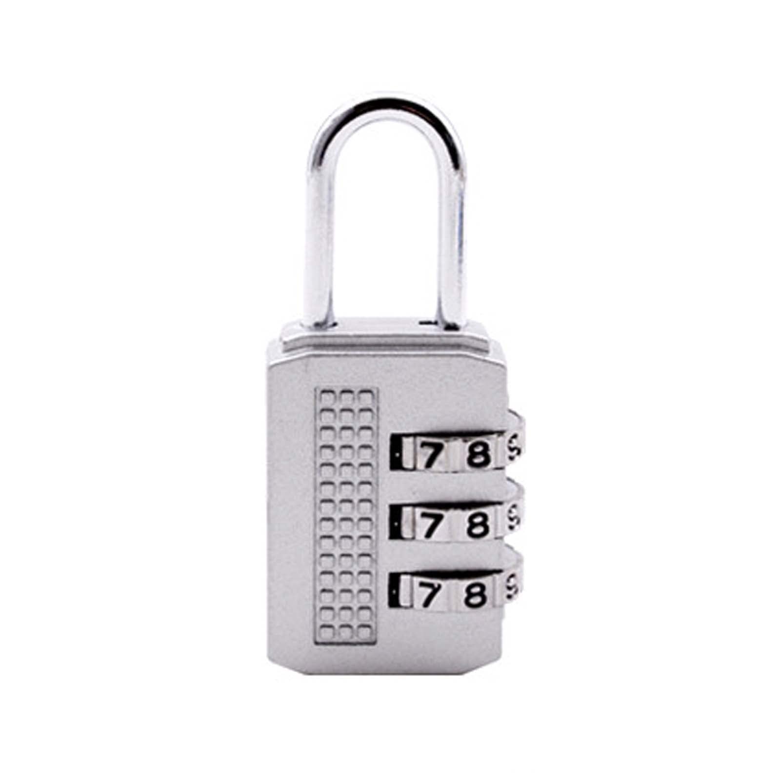 Lansonee Silver 1 Pc 3 Digit Combination Luggage Lock - Tsa Approved Suitcase Lock, Small Padlock For Travel Baggage, Gym Locker, Laptop Bag
