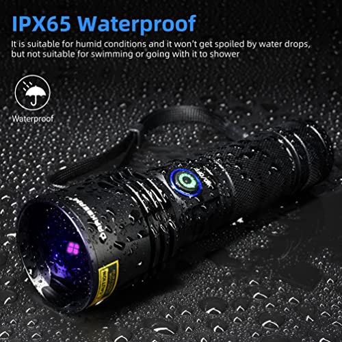 Darkbeam Uv Black Light 365Nm Woods Lamp, Usb-C Rechargeable Filtered Blacklight, Led Ultraviolet Flashlight 20W High Power Portable Handheld Detector For Pet Urine, Mineral, Fluorescent, Resin Curing #TOP4