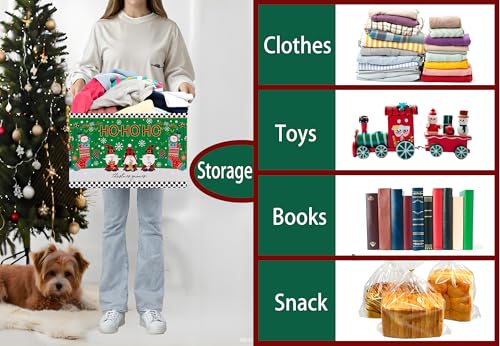 Image of Large Christmas Gifts Empty Baskets Kids Collapsible Holiday Storage Bin with Handle (Socks Gnome)