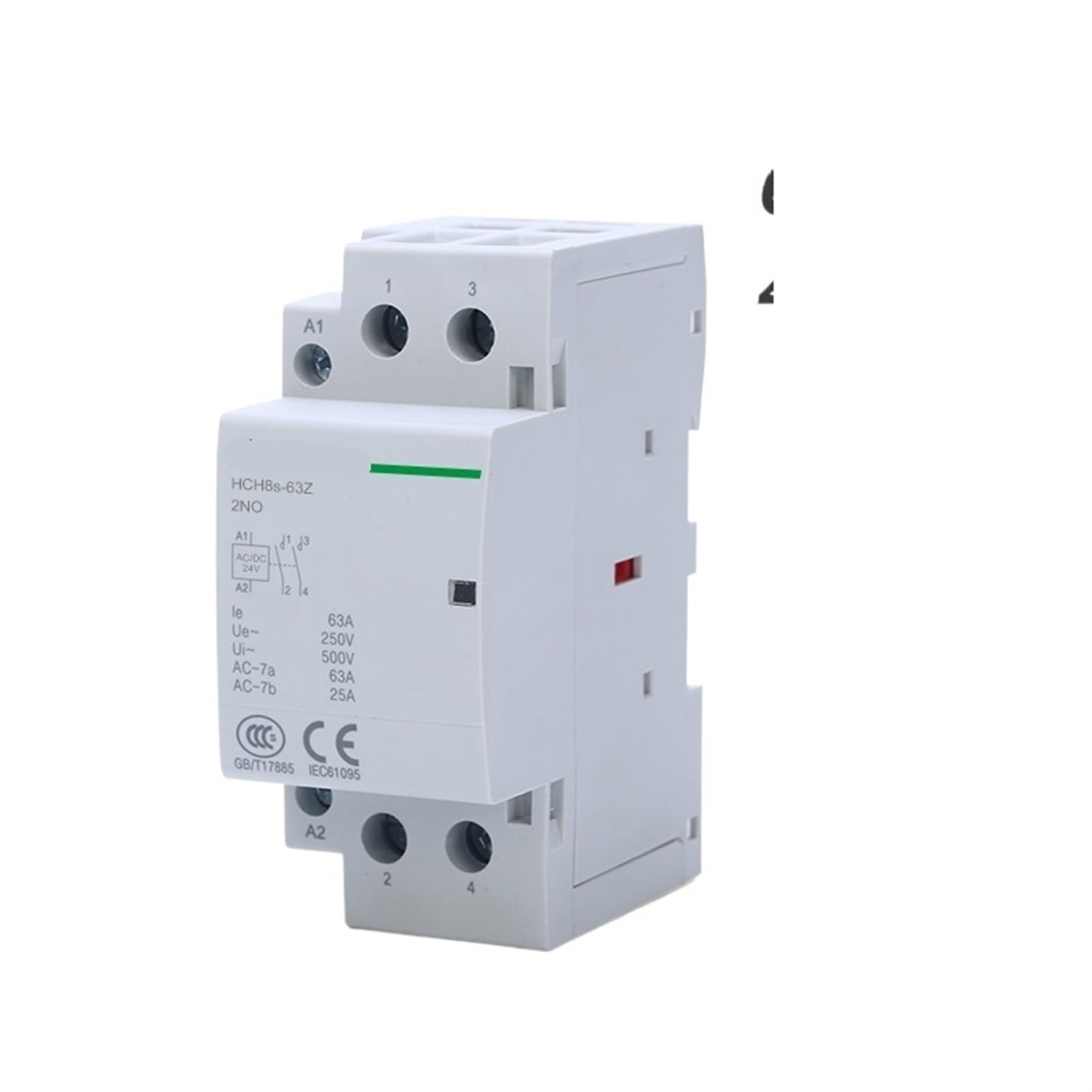HUUOQIWY HCH8s-63 DC Contactor 2P 40A 63A 2NO 1NO1NC AC24V DC24V Automatic Householdr Contactor 50Hz /60Hz 1Pcs(2P 63A 2NC AC230V)