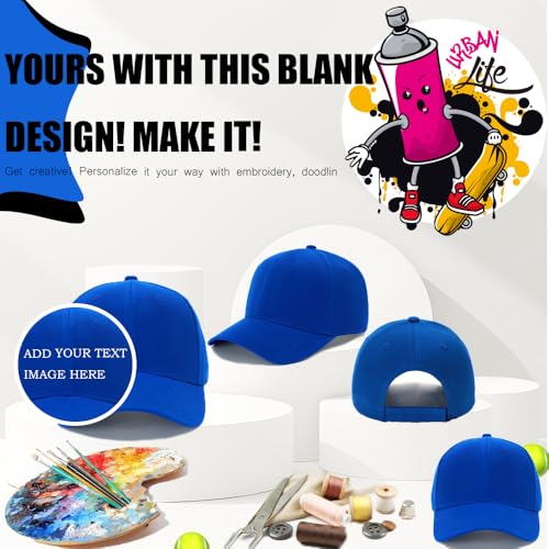 Image of ZH Plain Adjustable Baseball Cap - Lot of 12 Unisex Blank Design Caps