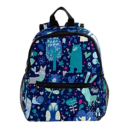 Mochila para niños de 12 pulgadas con diseño de bosque azul para colegio