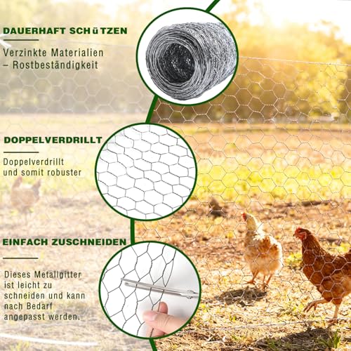 Maschendraht Maschendrahtzaun Hasendraht Kaninchendraht 12 M x 40 cm Drahtgitter Wühlmausgitter Volierendraht Hühnerdraht Mäusegitter Kükendraht Maschengröße 2,5 x 1,5 mm