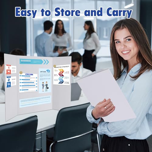 Trifold Poster Board,4 Pack 24\" x 16\" White Corrugated Poster Boards,Display Board,Perfect for School Projects, Science Fairs, Event Displays, and Business Presentations - Thumbnail 4