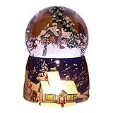 ☃ 【Globo de nieve multifuncional 4 en 1】: Tipo B 1. Viene con efectos de iluminación, 2. Nevadas automáticas, 3. Rotación automática, 4. Reproducir automáticamente 32 música en bucle (pista: Sky City / Spirited Away / Happy Birthday / Memory / Meet / El lago de los cisnes / Cuento de hadas / Moon River, etc.). Tipo A, solo música (una canción de Sky City).