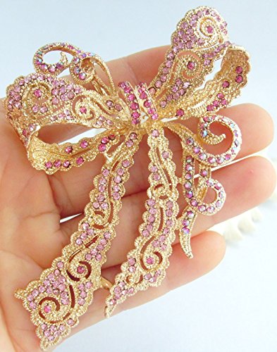 Image of 4.13 inch Rhinestone Crystal Bowknot Brooch Pin Pendant Wedding Prom Jewelry BZ5823