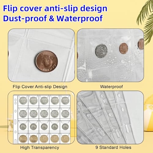 240 Fundas para Monedas en Plástico 8 Hojas 9 Agujeros miniatura 6