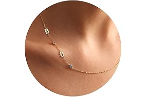 Timeless Elegance: Sideways Initial Birthstone Necklace