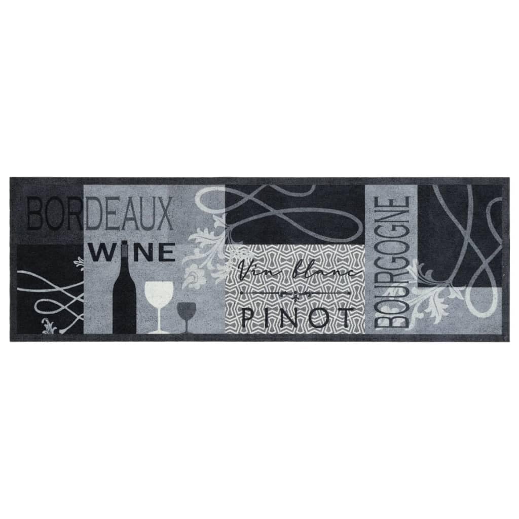 Tapis de cuisine lavable intérieur et extérieur gris vin 180cm